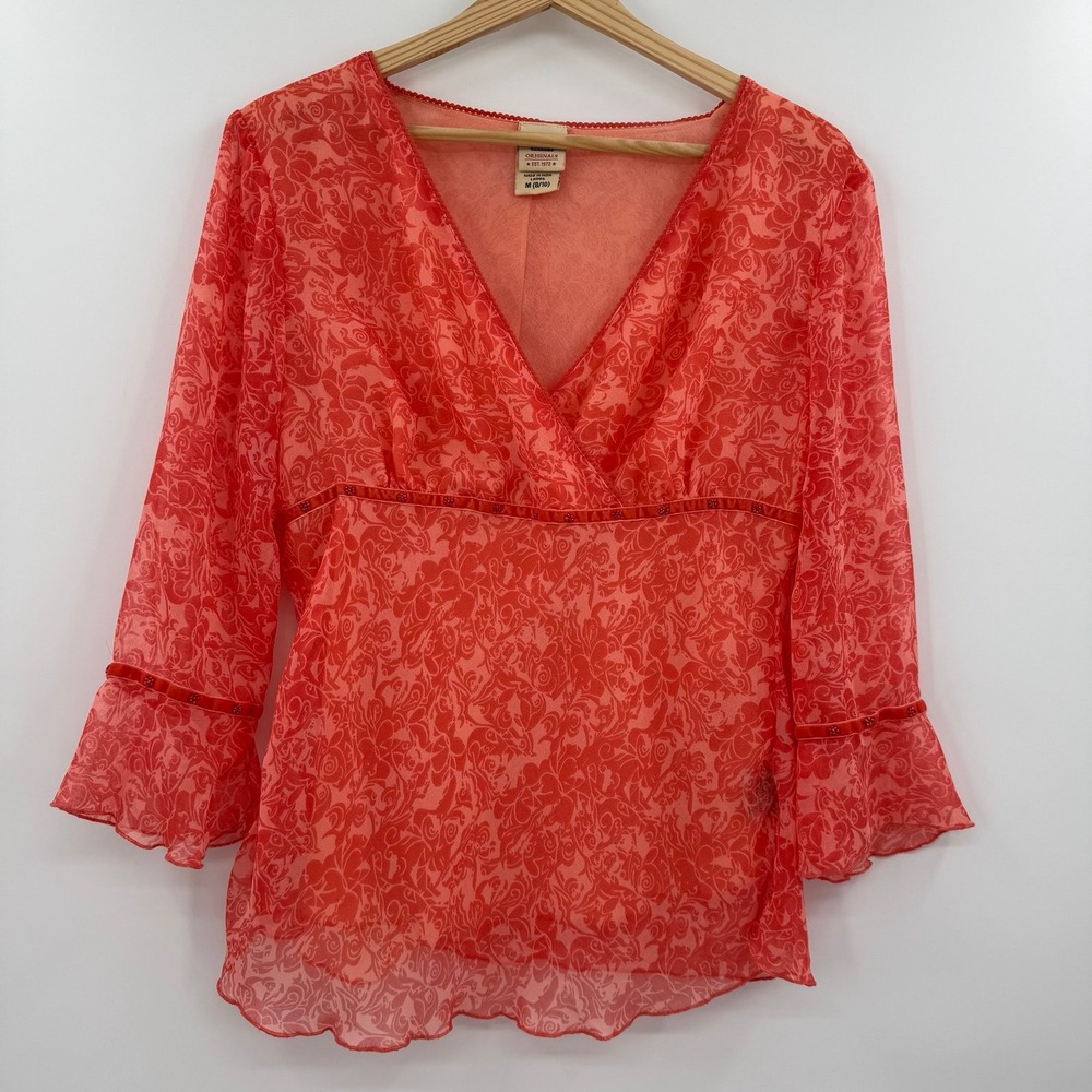 Vintage faded glory sheer babydoll top blouse size medium